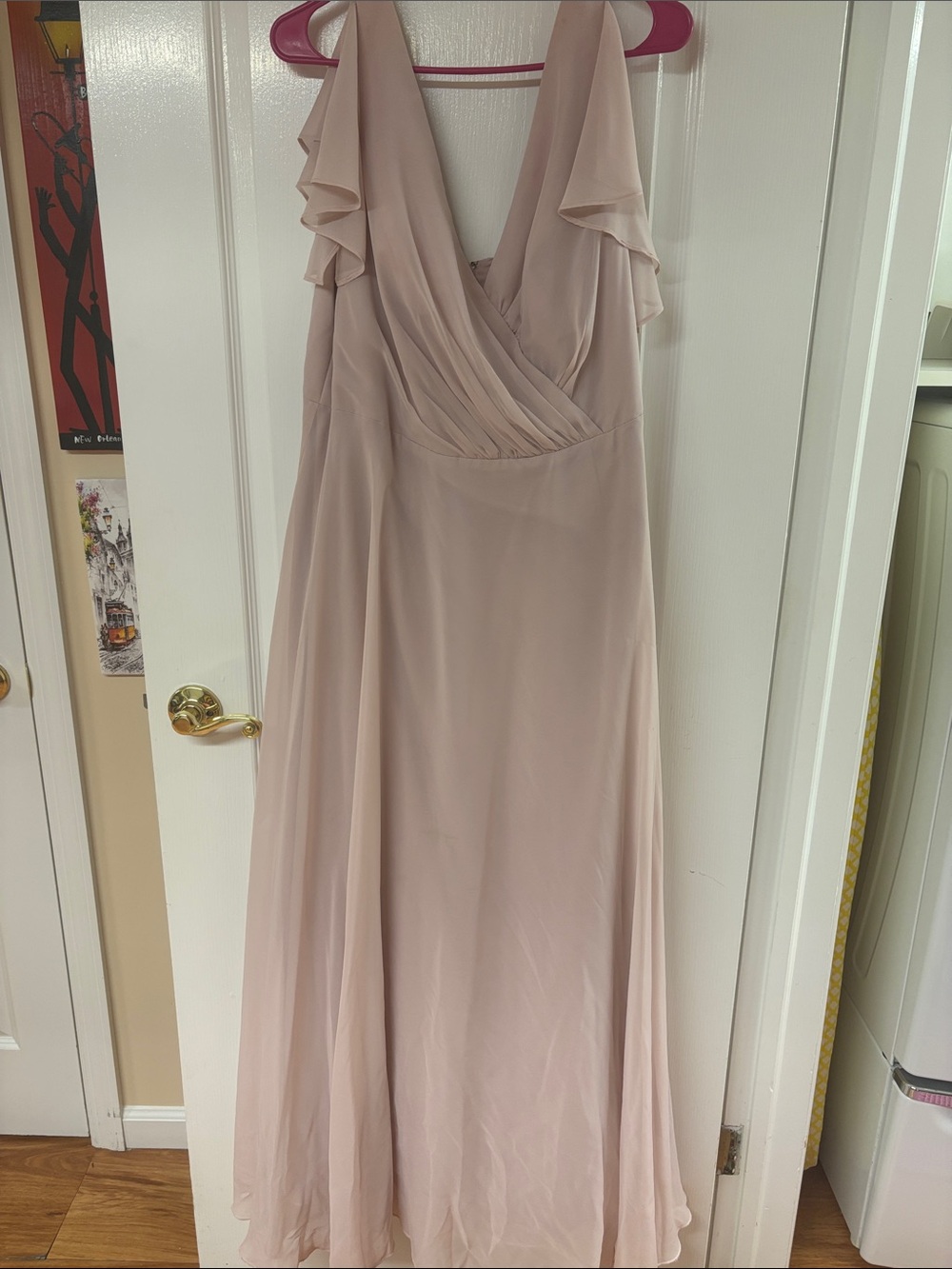 Romantic Dusty Rose Chiffon V-Neck Maxi Dress